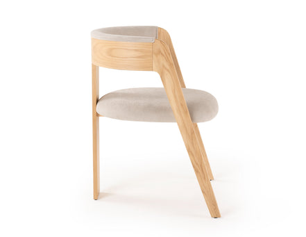 Washington - Modern Cream Velvet + Natural Oak Dining Chair (Set of 2) - image 4