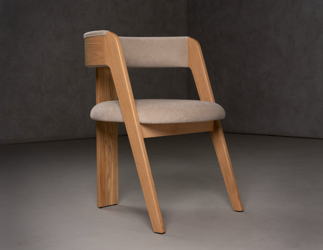 Washington - Modern Cream Velvet + Natural Oak Dining Chair (Set of 2)