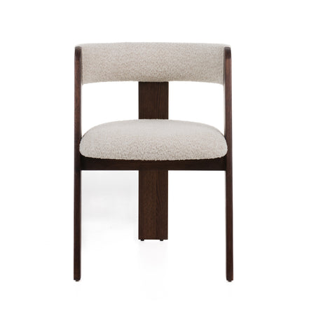 Washington - Modern Cream Fabric + Brown Oak Dining Chair (Set of 2)