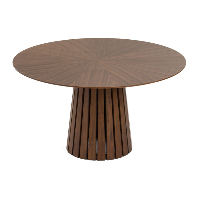 Weiss - Mid-Century Modern Walnut Round Dining Table + 6 Chair Set