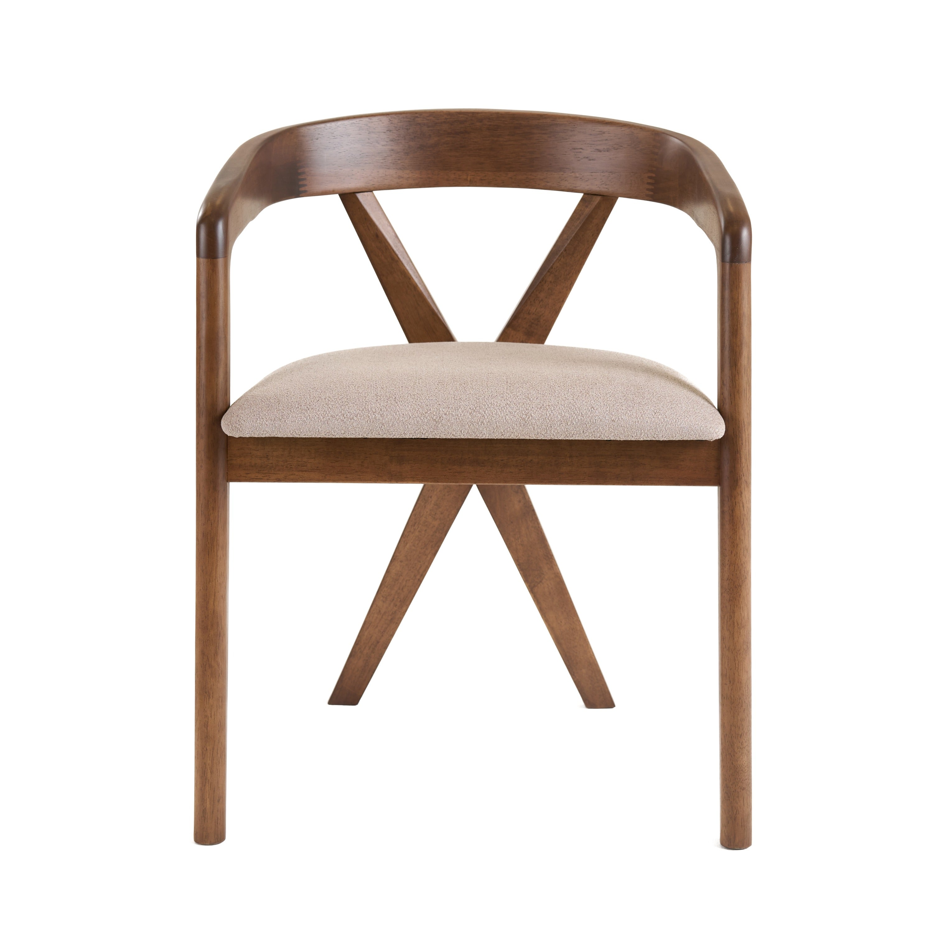 Weiss - Mid-Century Modern Light Brown Fabric + Walnut Dining Chair - image 2