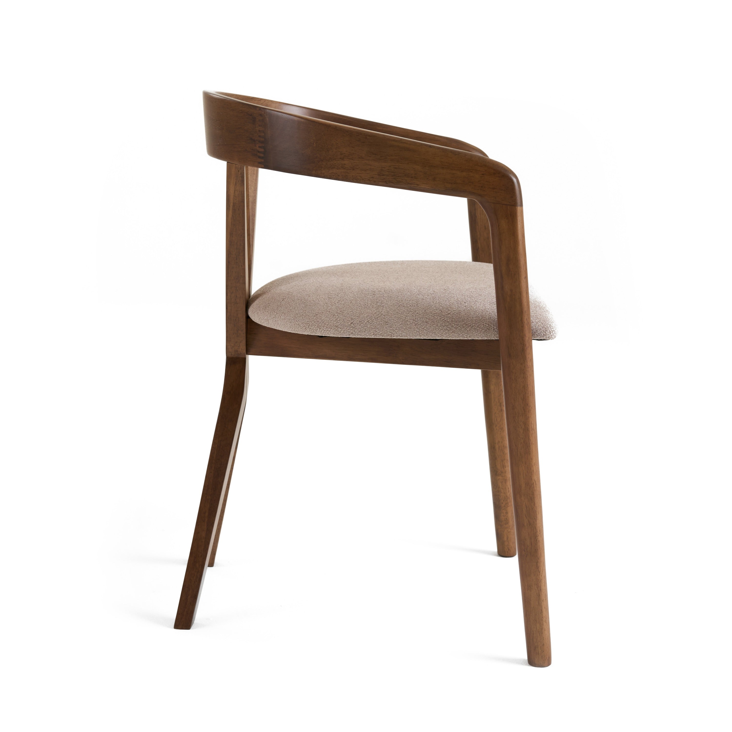 Weiss - Mid-Century Modern Light Brown Fabric + Walnut Dining Chair - image 3