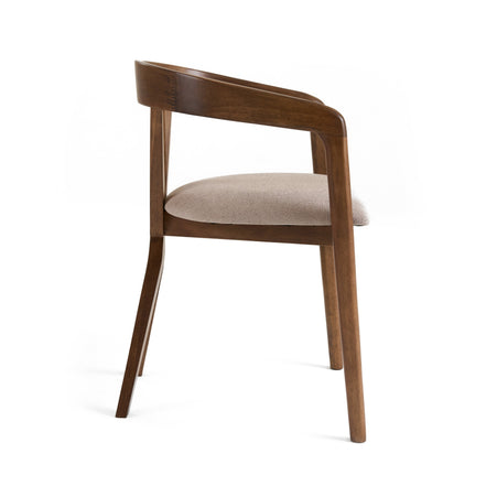Weiss - Mid-Century Modern Light Brown Fabric + Walnut Dining Chair - image 3