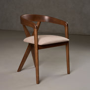 Weiss - Mid-Century Modern Light Brown Fabric + Walnut Dining Chair - image 5