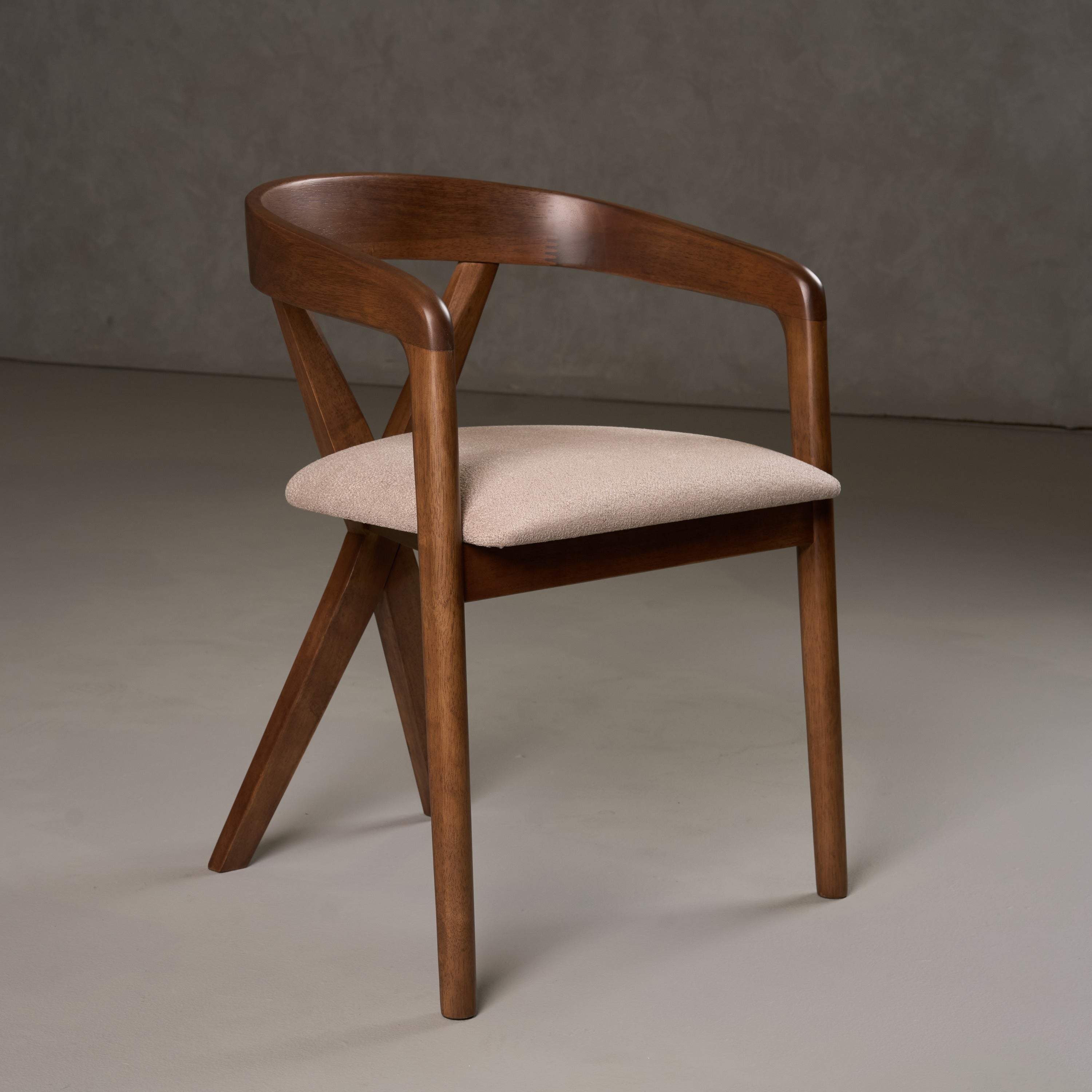Weiss - Mid-Century Modern Light Brown Fabric + Walnut Dining Chair - image 5