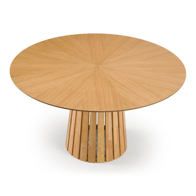 Weiss - Mid-Century Modern Natural Oak Round Dining Table