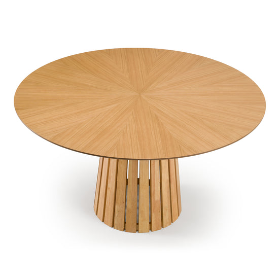 Weiss - Mid-Century Modern Natural Oak Round Dining Table