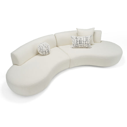 Weldon - Modern Cream Fabric Curved Sectional Sofa
