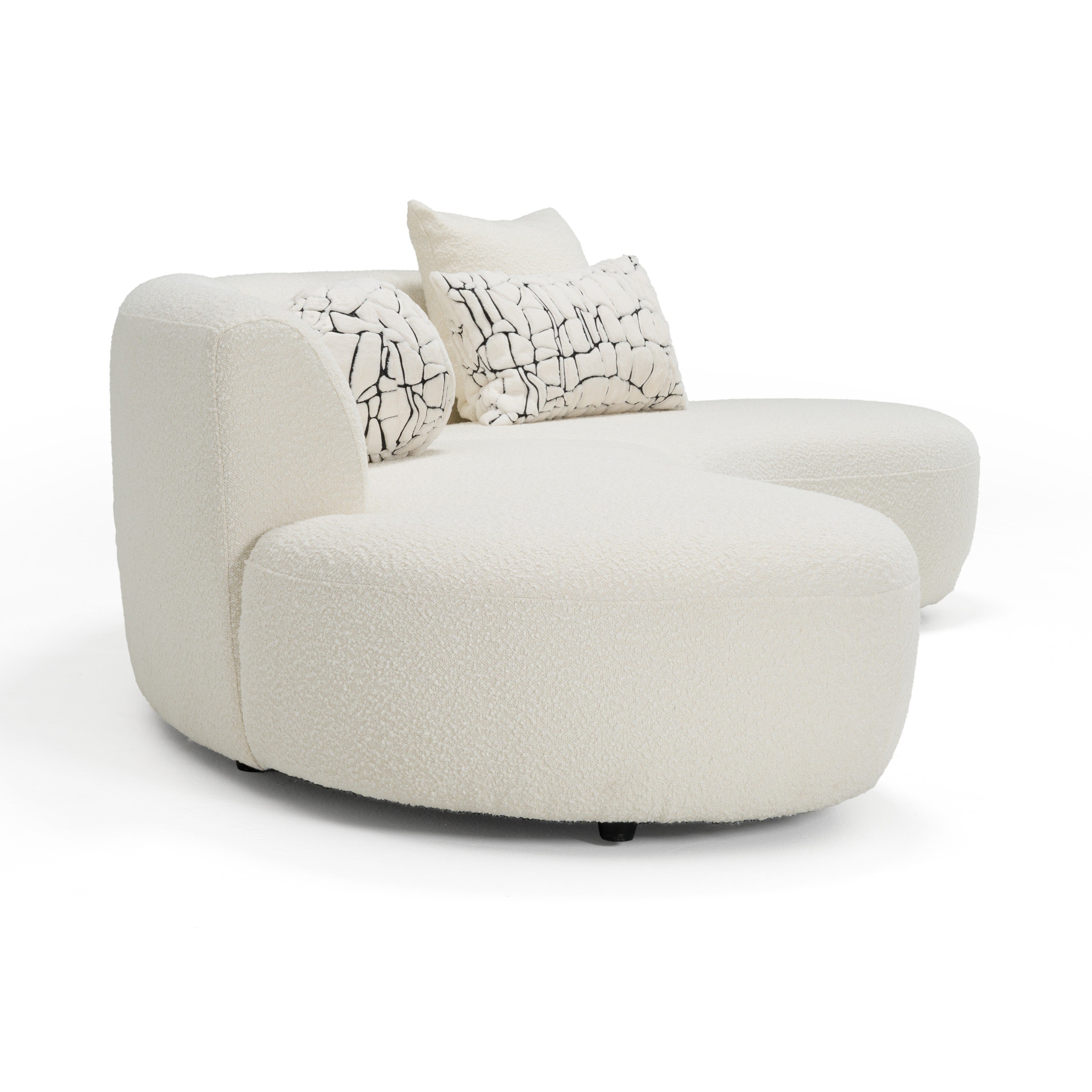 Weldon - Modern Cream Fabric Curved Sectional Sofa - image 2