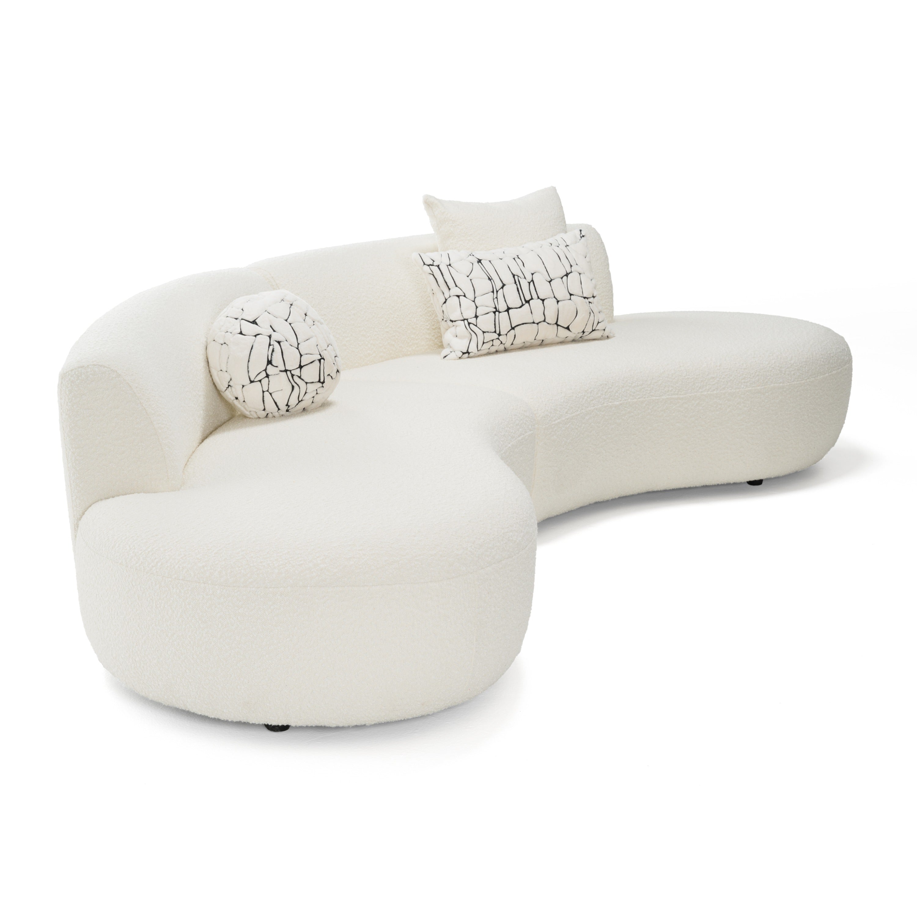 Weldon - Modern Cream Fabric Curved Sectional Sofa - image 4