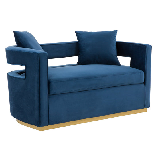 Wells - Modern Blue Velvet Loveseat