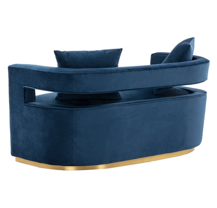 Wells - Modern Blue Velvet Loveseat - image 3