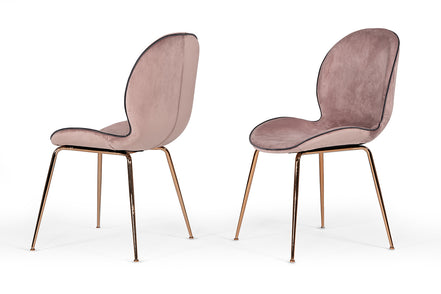 Wendy Modern Pink Velvet & Rosegold Dining Chair (Set of 2) - image 4