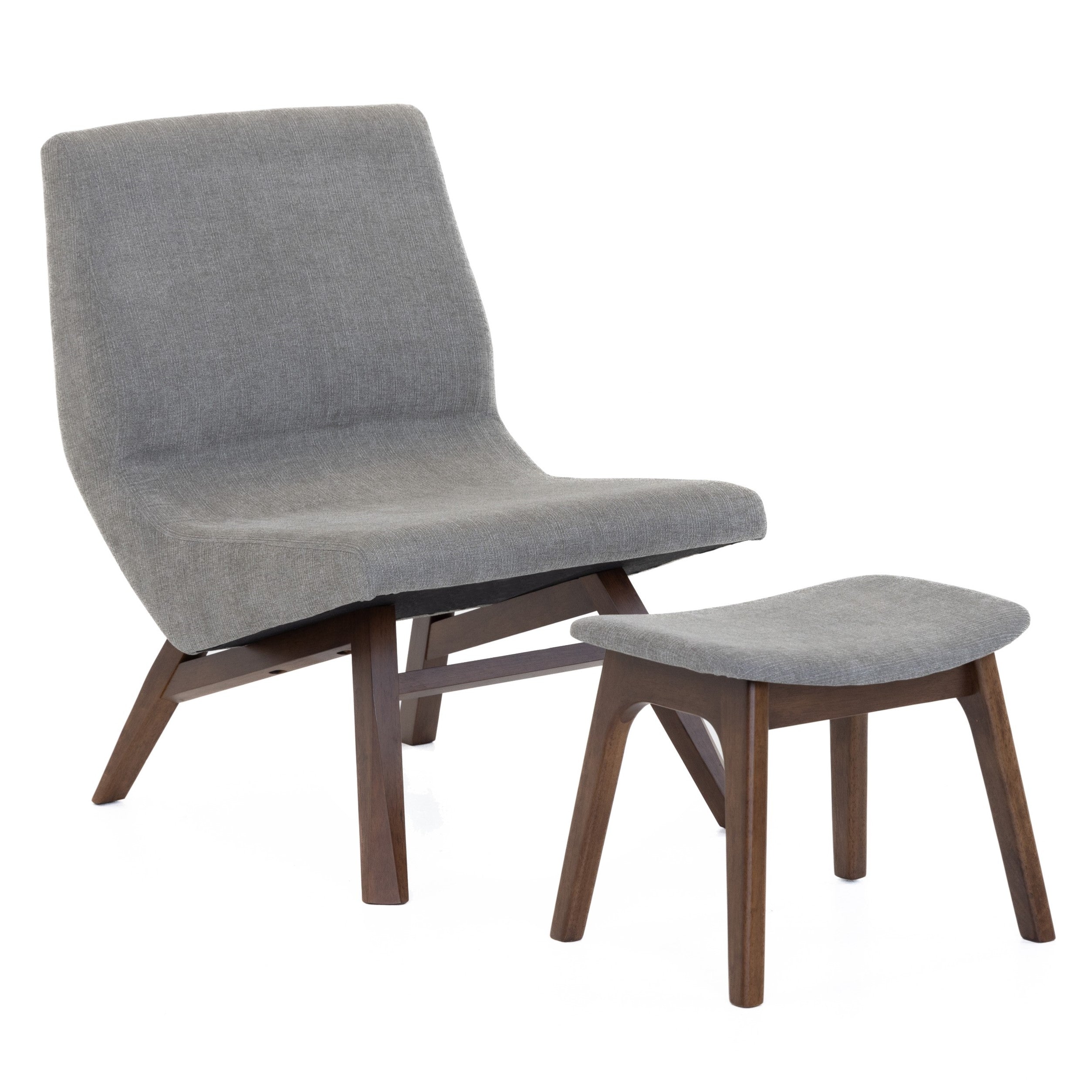 Whitney Modern Grey & Walnut Accent Chair & Ottoman - image 4
