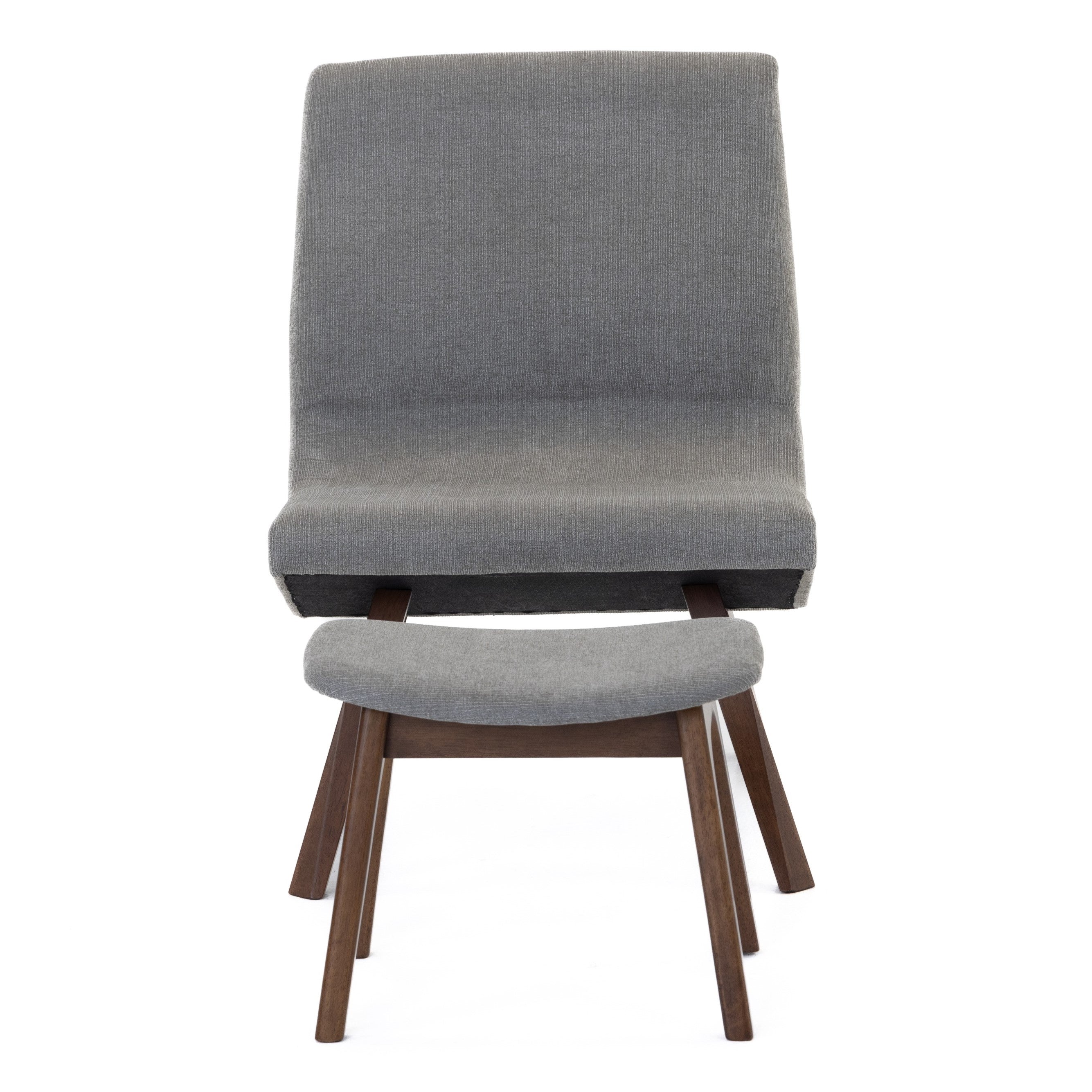 Whitney Modern Grey & Walnut Accent Chair & Ottoman - image 3