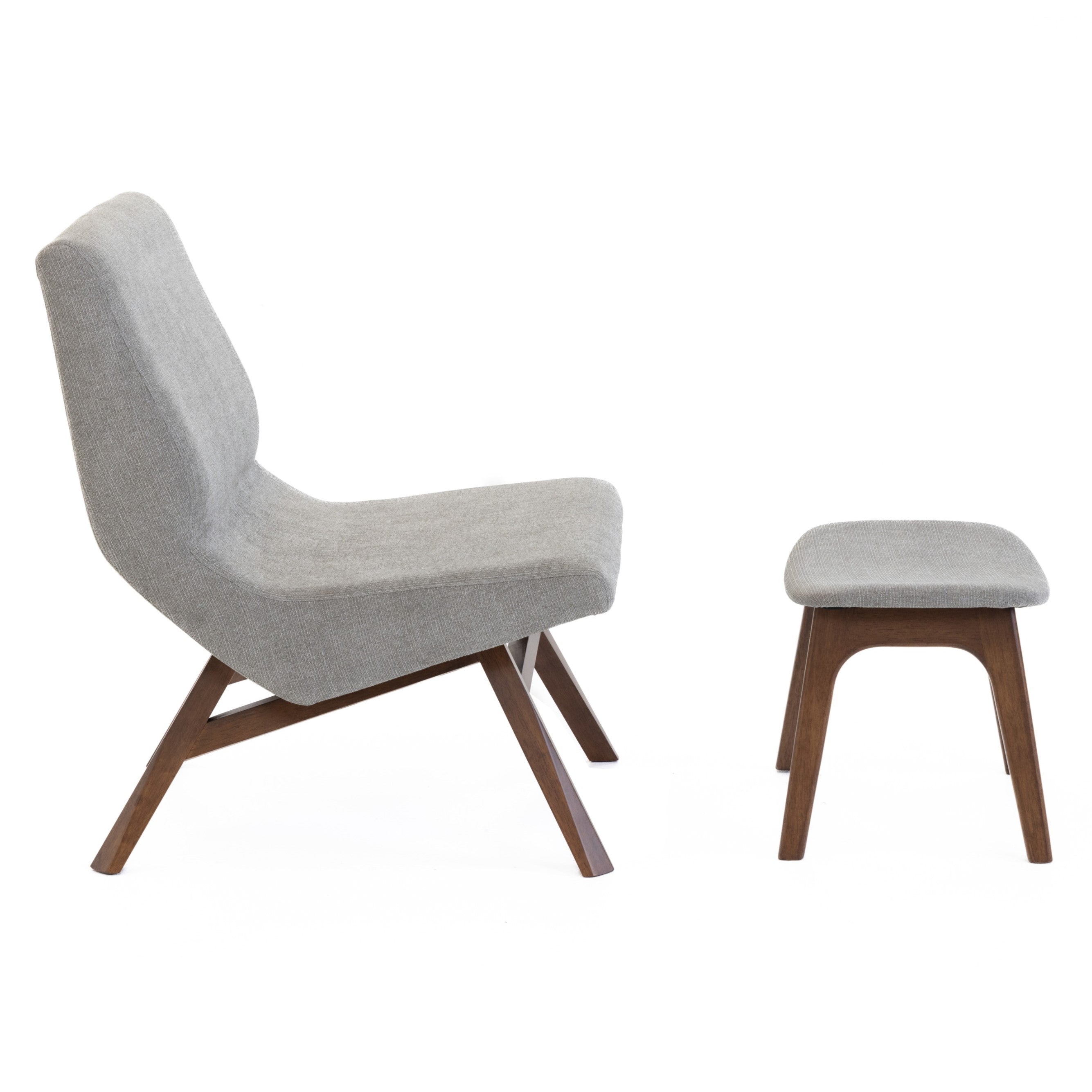 Whitney Modern Grey & Walnut Accent Chair & Ottoman - image 5