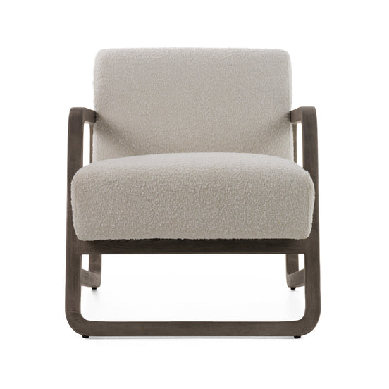 Wilber - Modern Off-White Fabric + Grey Wood Accent Chair