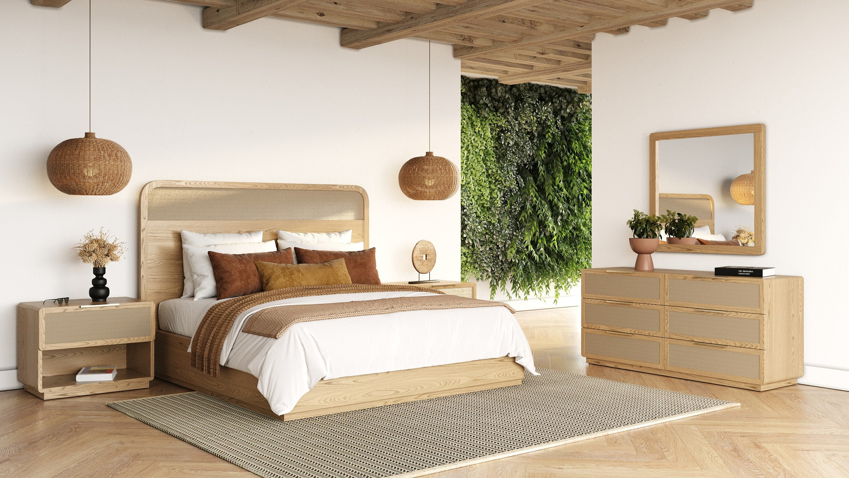 Gavin - Modern Natural Ash + Rattan Dresser - image 3