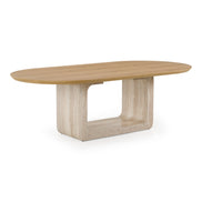 Wolff - Modern White Oak + Faux Travertine Dining Table - image 2