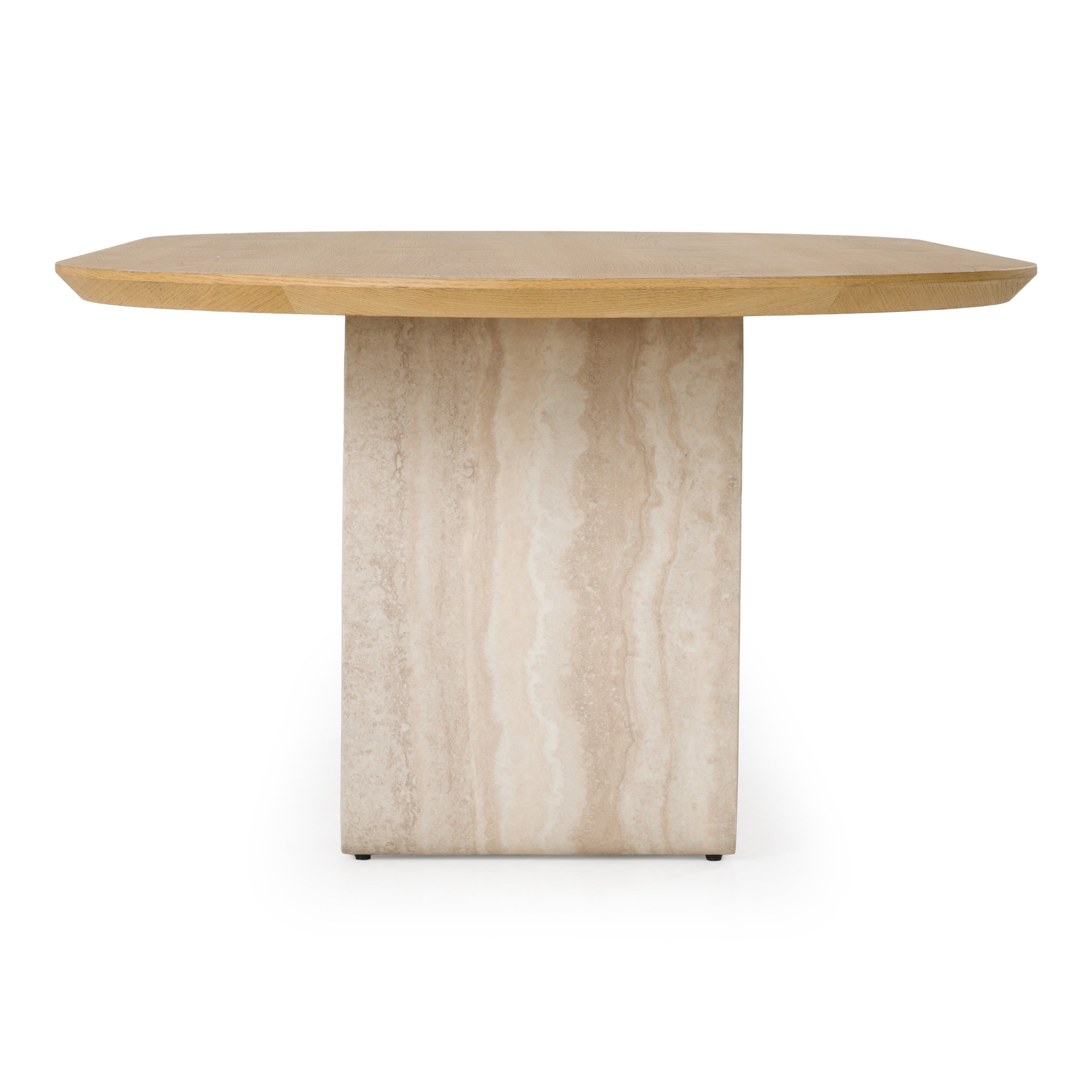 Wolff - Modern White Oak + Faux Travertine Dining Table - image 3
