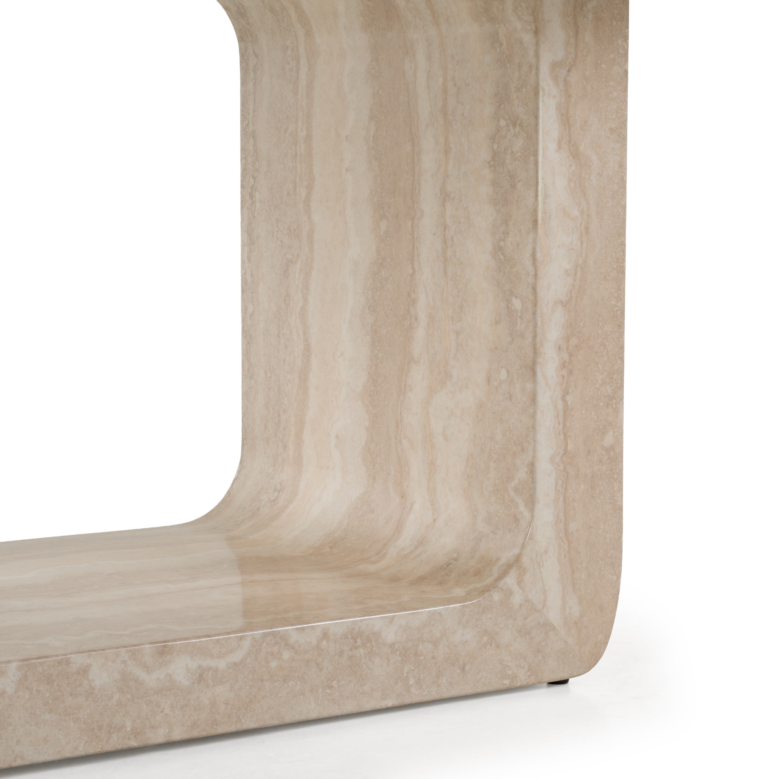 Wolff - Modern White Oak + Faux Travertine Dining Table - image 4