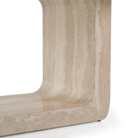 Wolff - Modern White Oak + Faux Travertine Dining Table - image 4