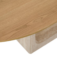 Wolff - Modern White Oak + Faux Travertine Dining Table - image 5