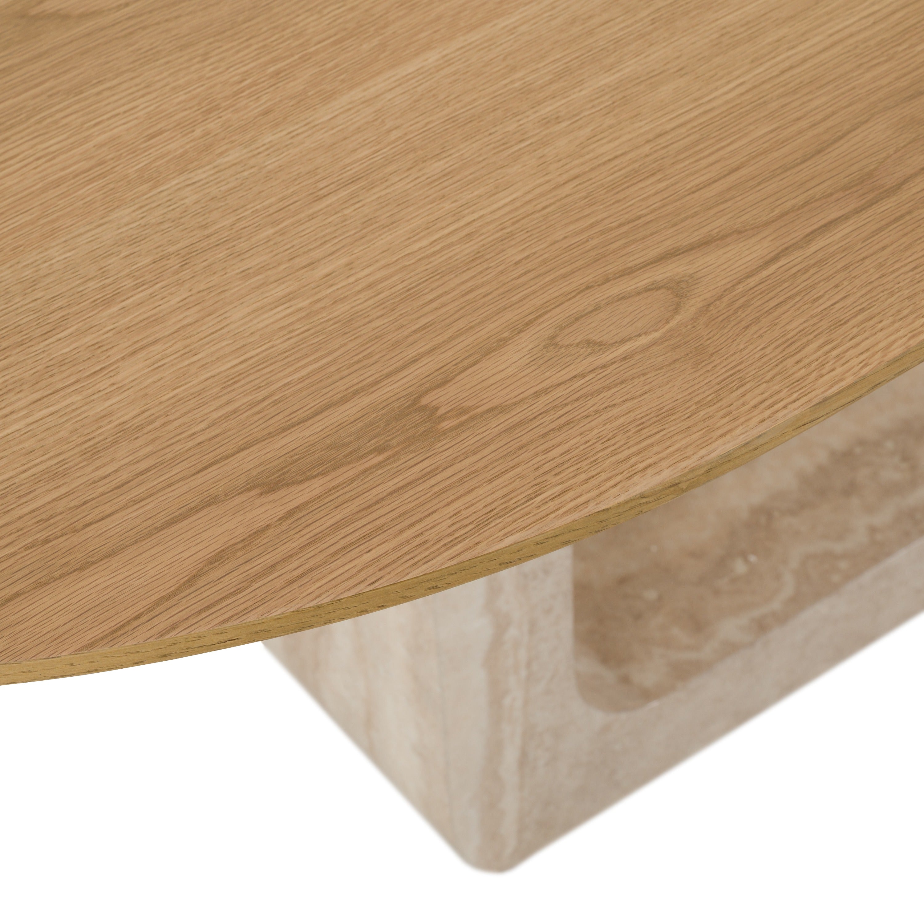 Wolff - Modern White Oak + Faux Travertine Dining Table - image 5