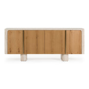 Wolff - Modern White Oak + Faux Travertine Buffet