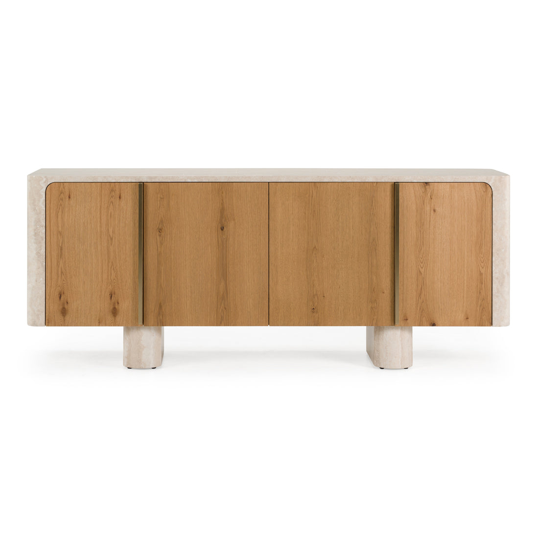 Wolff - Modern White Oak + Faux Travertine Buffet