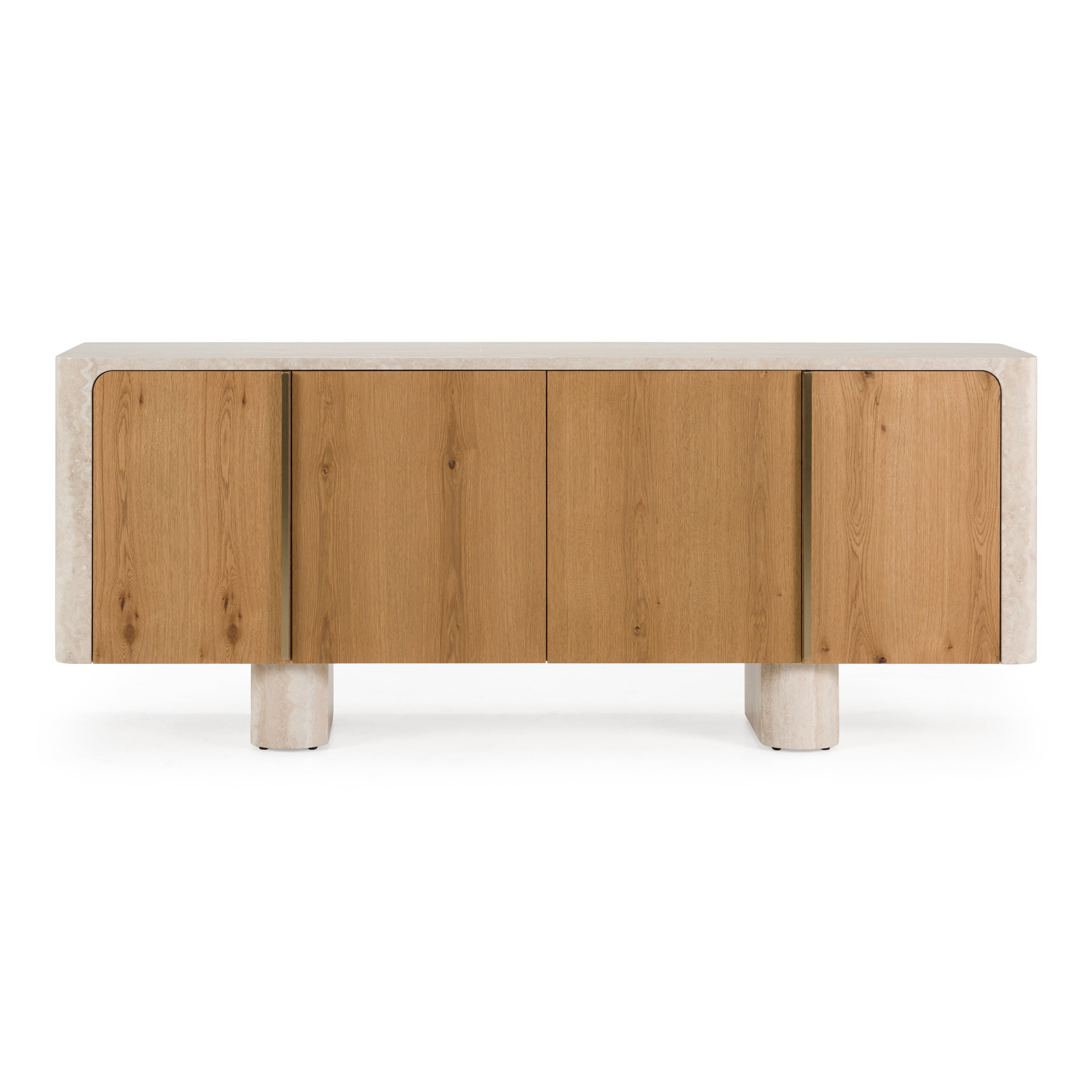 Wolff - Modern White Oak + Faux Travertine Buffet