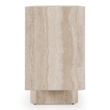 Wolff - Modern White Oak + Faux Travertine Buffet - image 4
