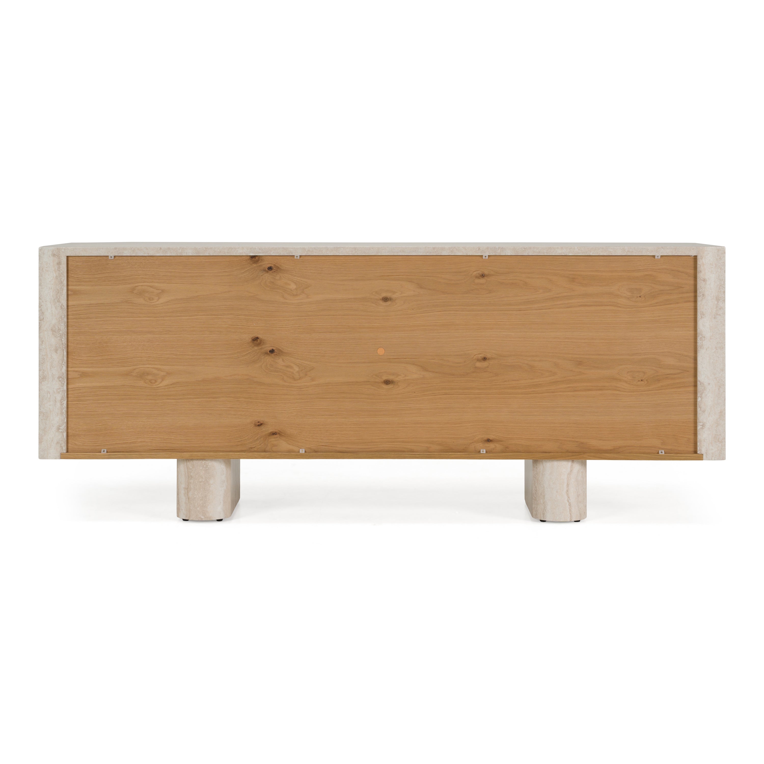 Wolff - Modern White Oak + Faux Travertine Buffet - image 5