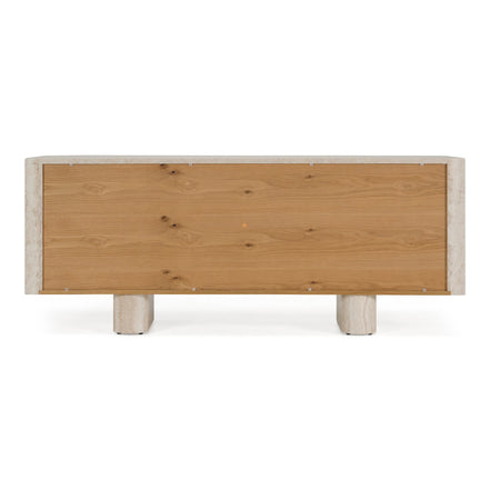 Wolff - Modern White Oak + Faux Travertine Buffet - image 5