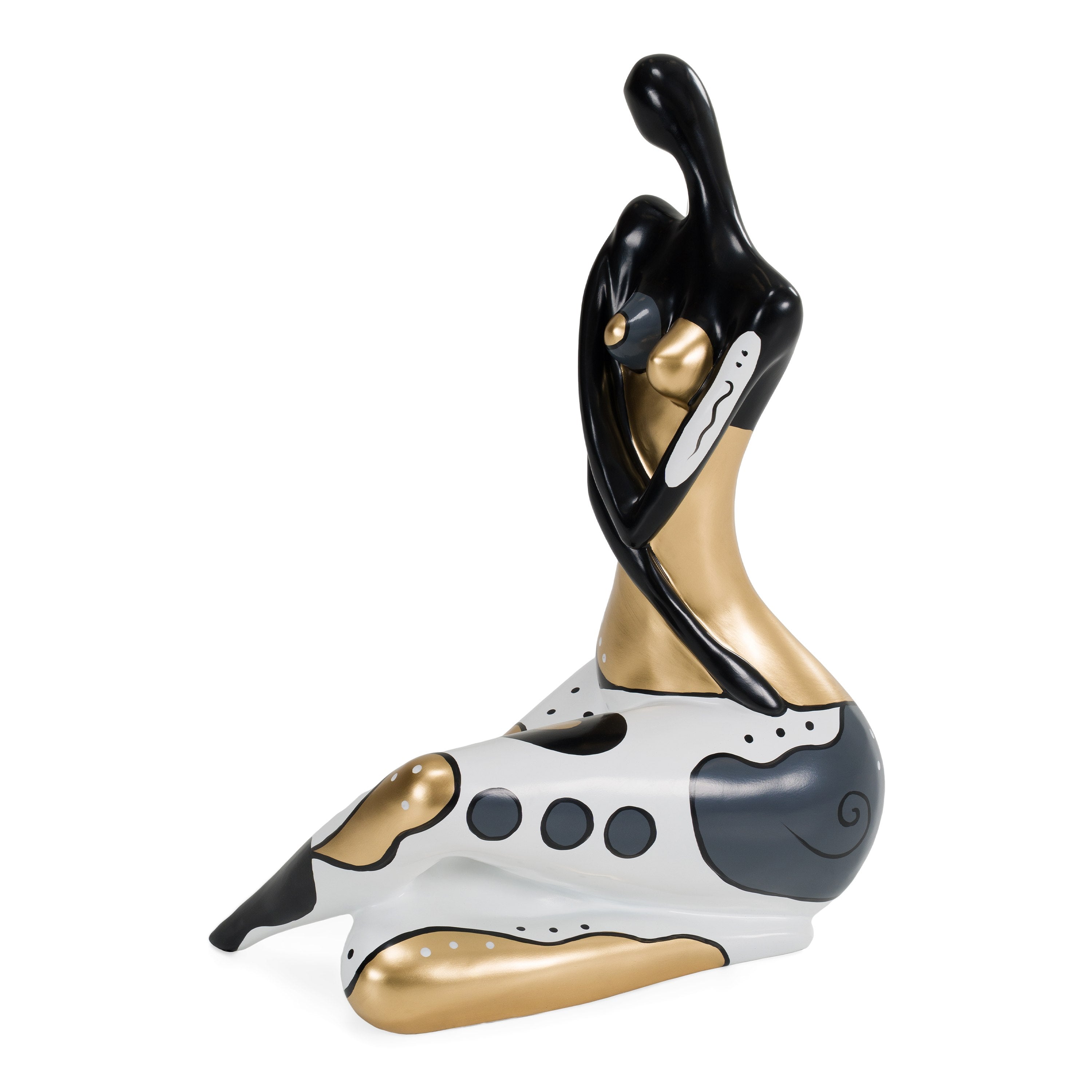 Woman Crossed Legs - Black + White + Gold Sculpture - image 2