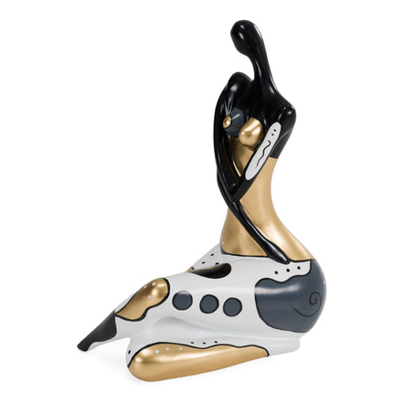 Woman Crossed Legs - Black + White + Gold Sculpture - image 2