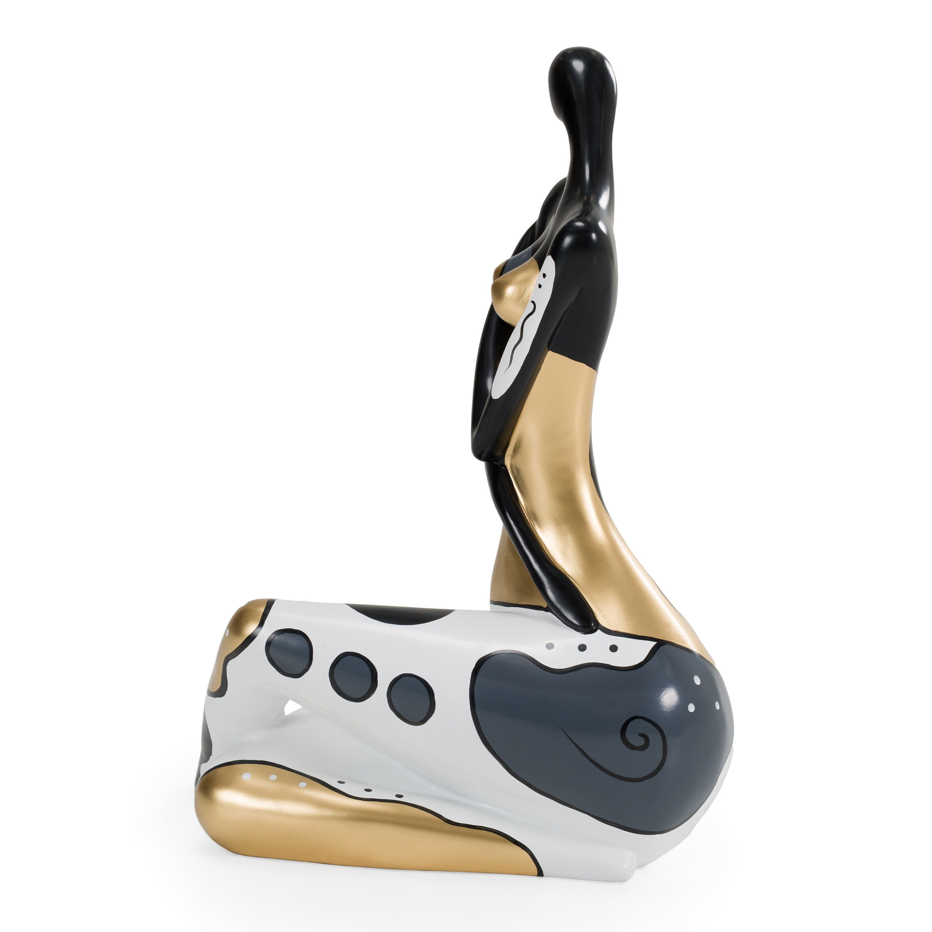 Woman Crossed Legs - Black + White + Gold Sculpture - image 3