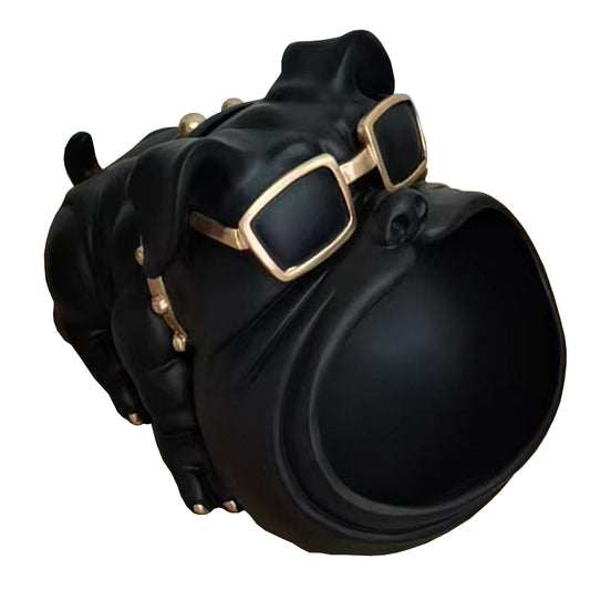 Dog With Open Mouth Modern Black + Gold Sculpture