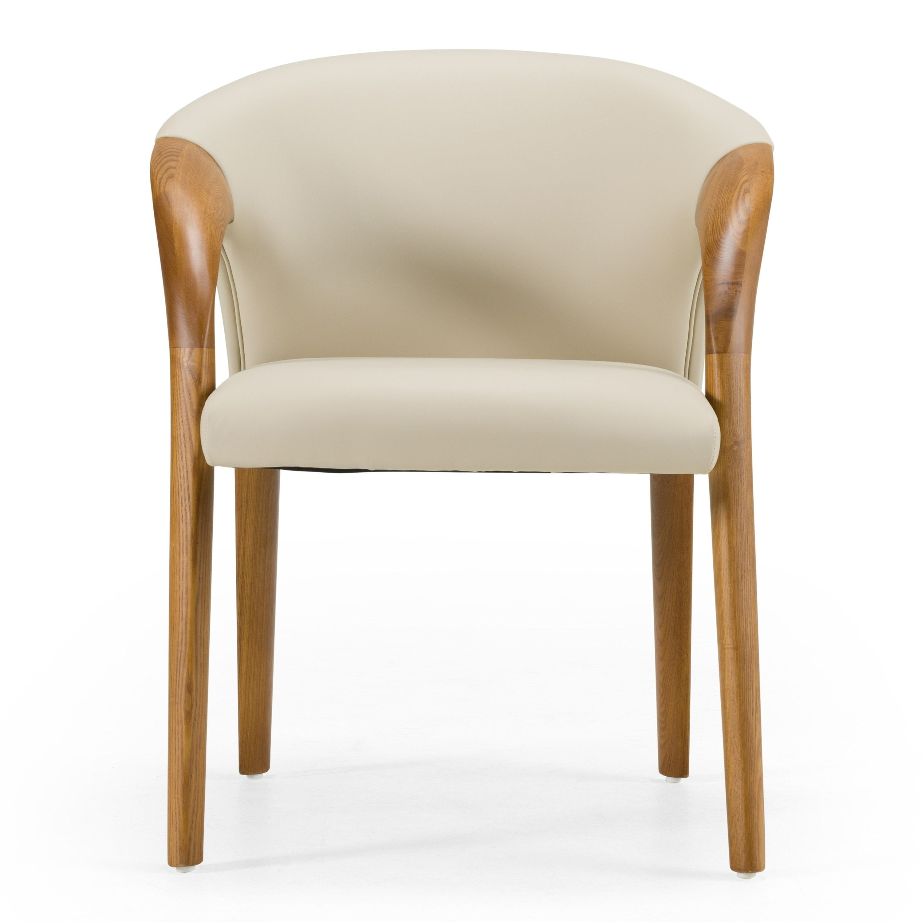 Wynetta Mid-Century Modern Grey Vegan Leather + Walnut Dining Chair - image 5