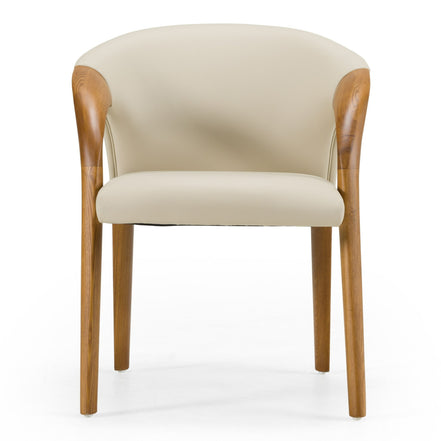 Wynetta Mid-Century Modern Grey Vegan Leather + Walnut Dining Chair - image 5