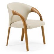 Wynetta Mid-Century Modern Grey Vegan Leather + Walnut Dining Chair - image 4