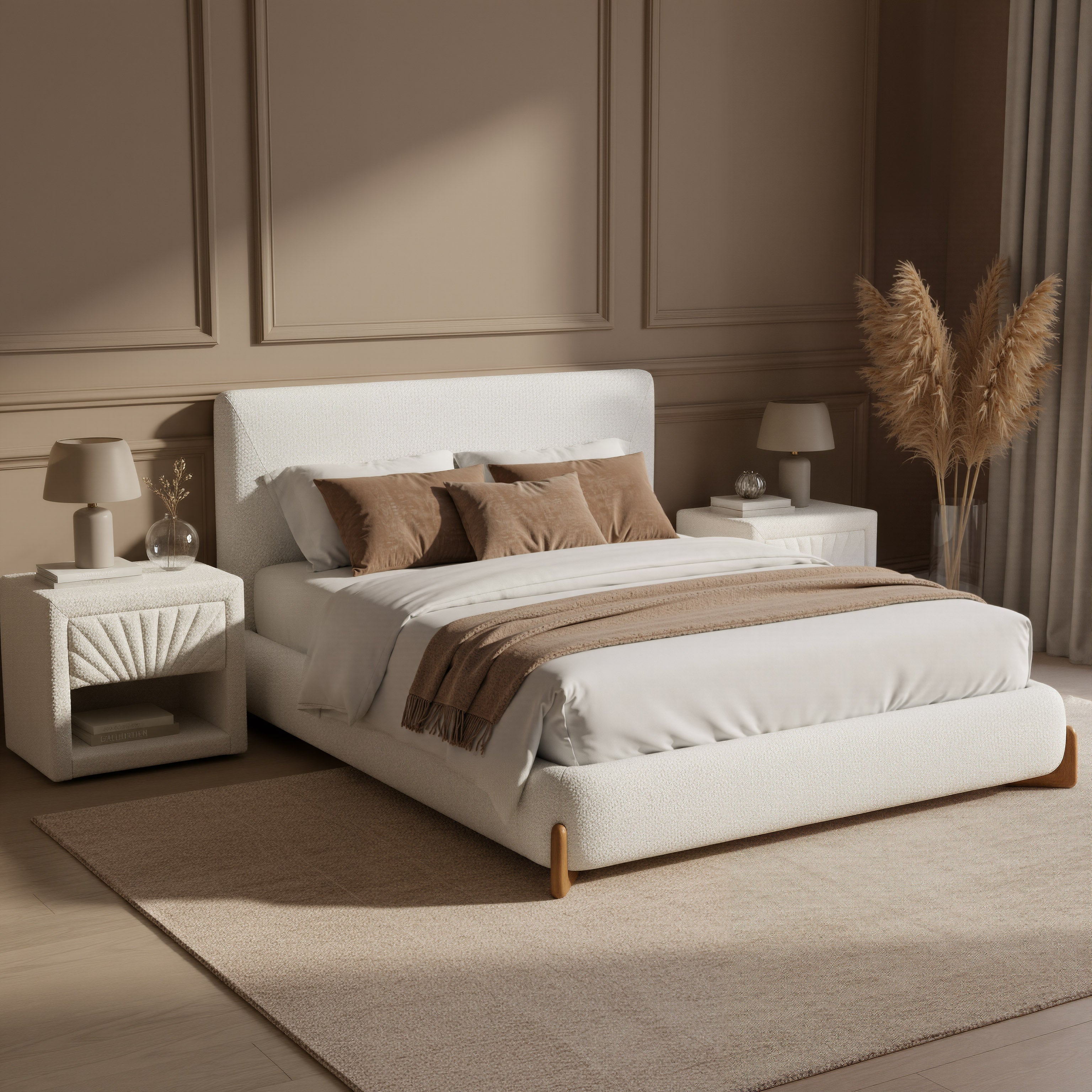 Baris Queen Bed Ivory