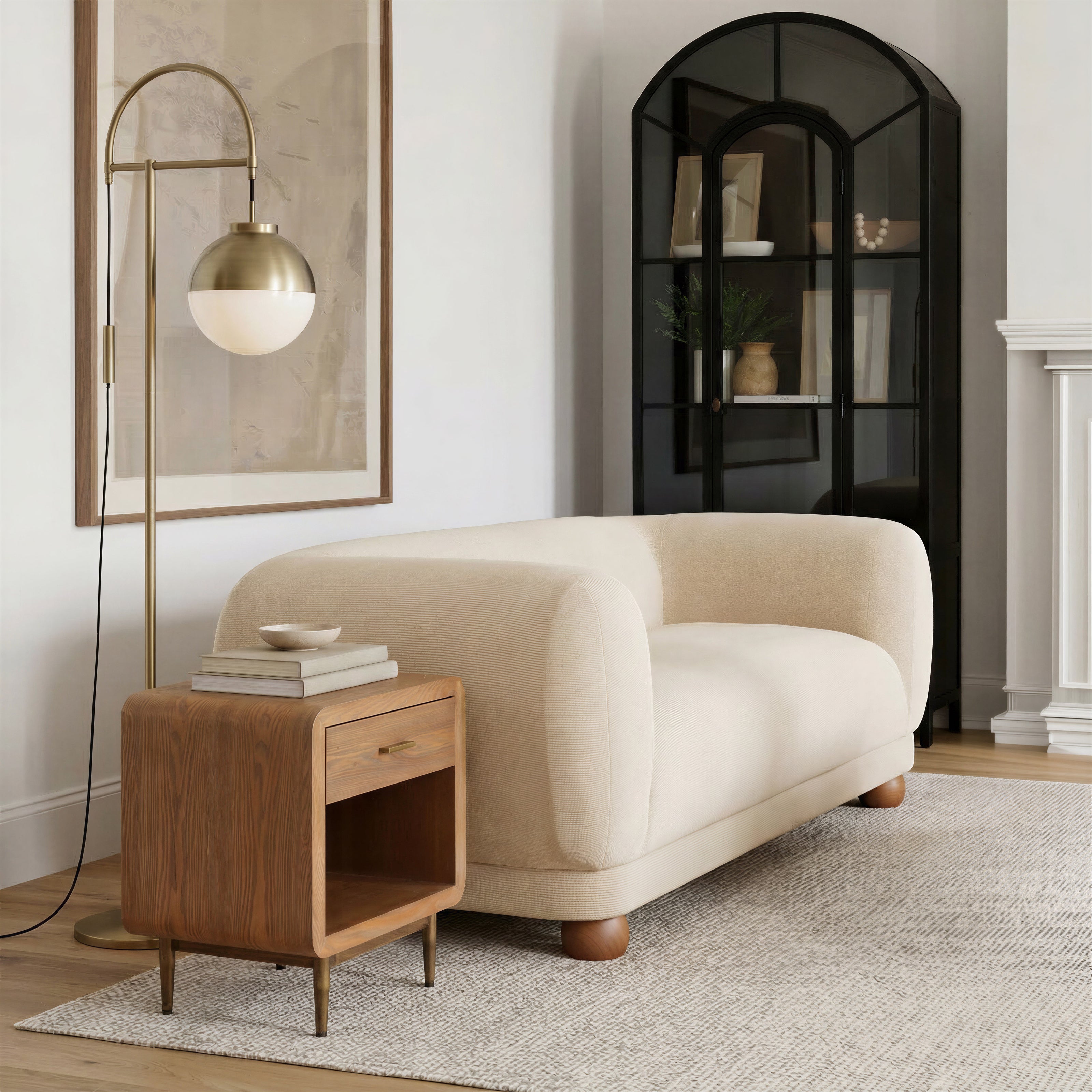 Waterloo Floor Lamp White & Bronze