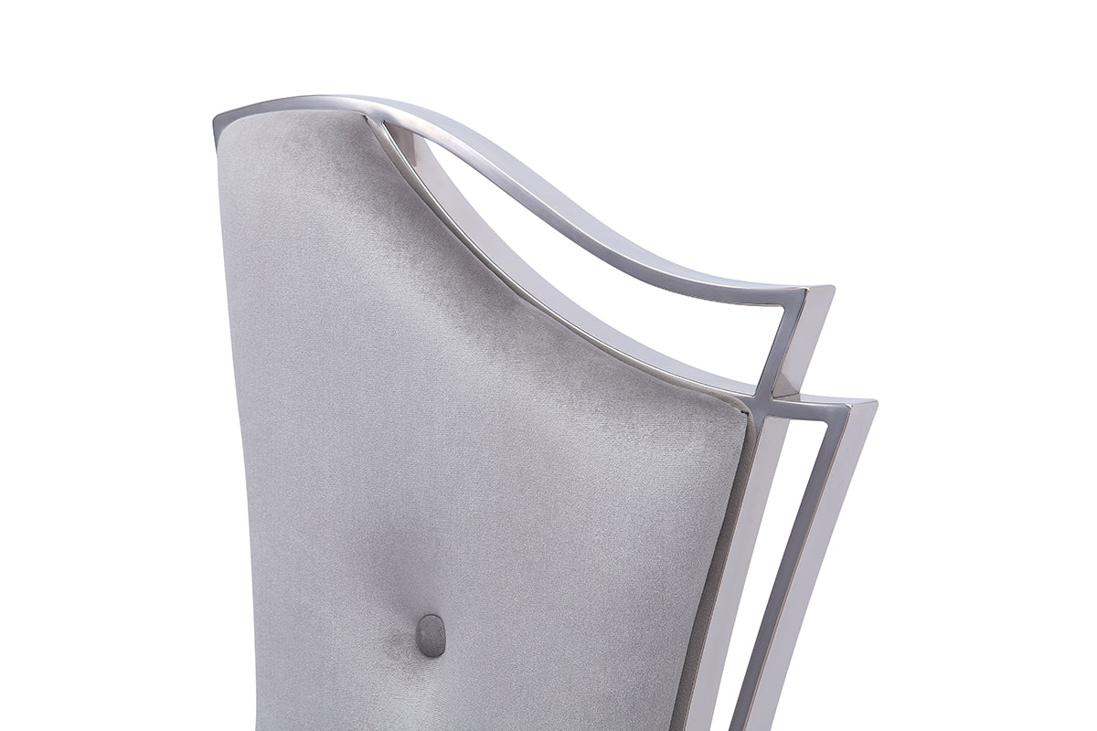 Bonnie Modern Grey Velvet & Stainless Steel Dining Chair (Set of 2) - image 3