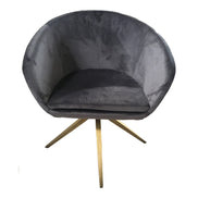 Yara Modern Grey Velvet & Bronze Dining Chair - image 5