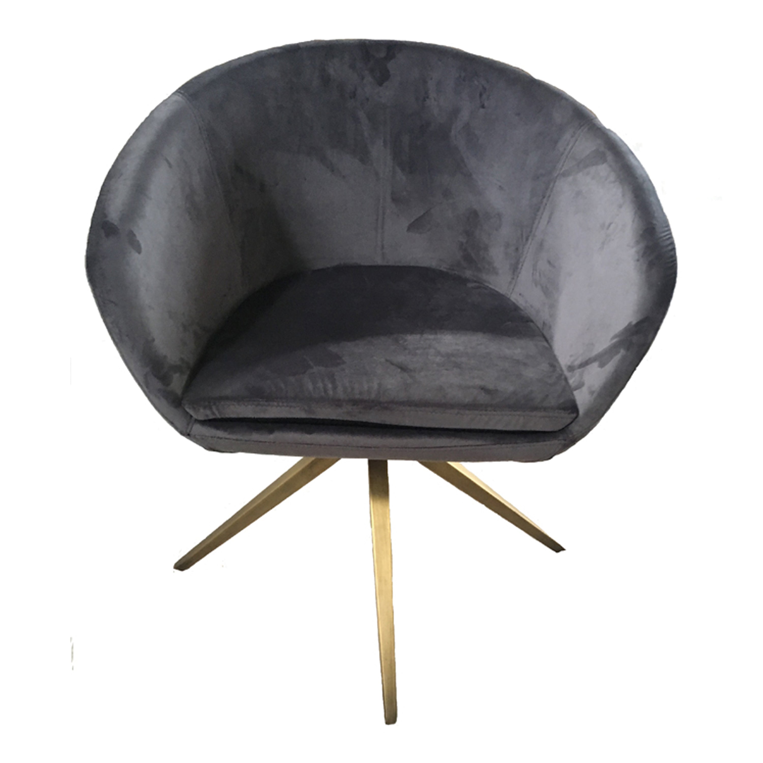 Yara Modern Grey Velvet & Bronze Dining Chair - image 5
