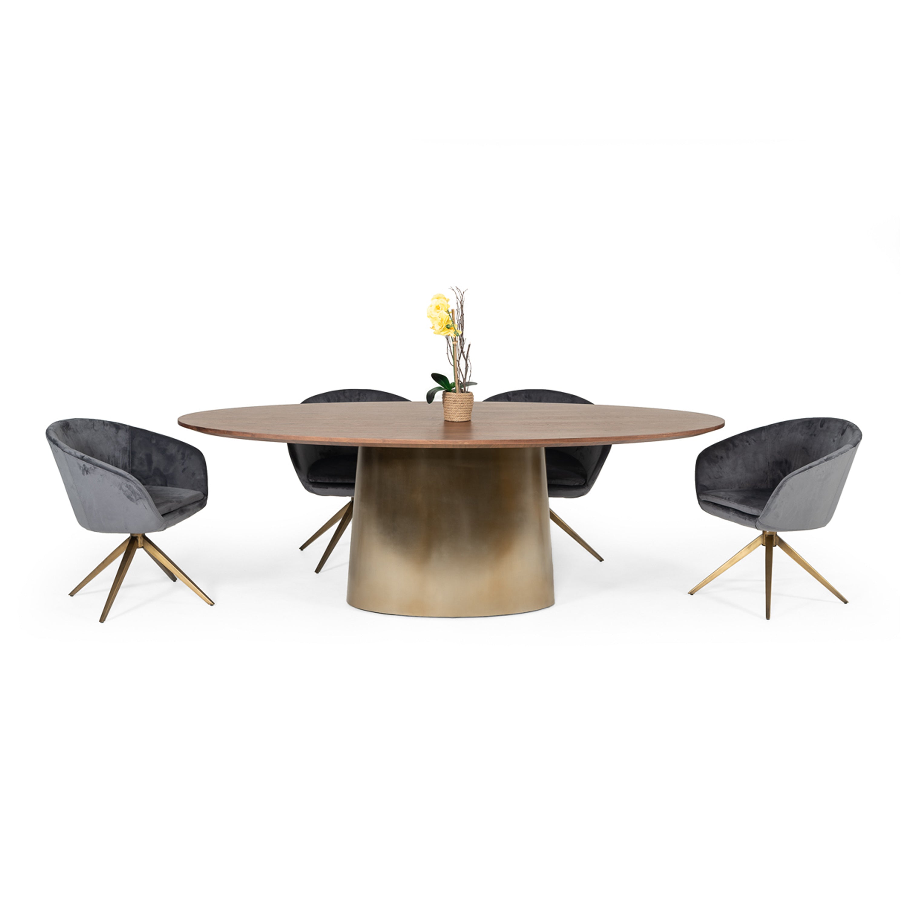Yara Modern Grey Velvet & Bronze Dining Chair - image 3