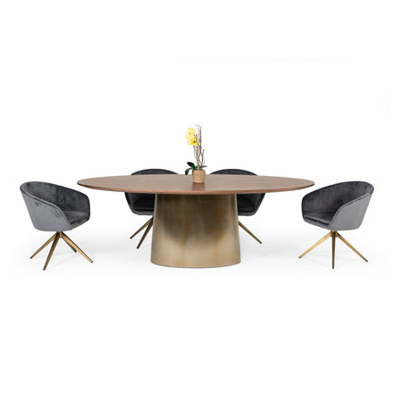Yara Modern Grey Velvet & Bronze Dining Chair - image 3