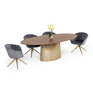 Yara Modern Grey Velvet & Bronze Dining Chair - image 4