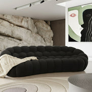 Yolonda - Modern Curved Black Fabric Sofa - image 5